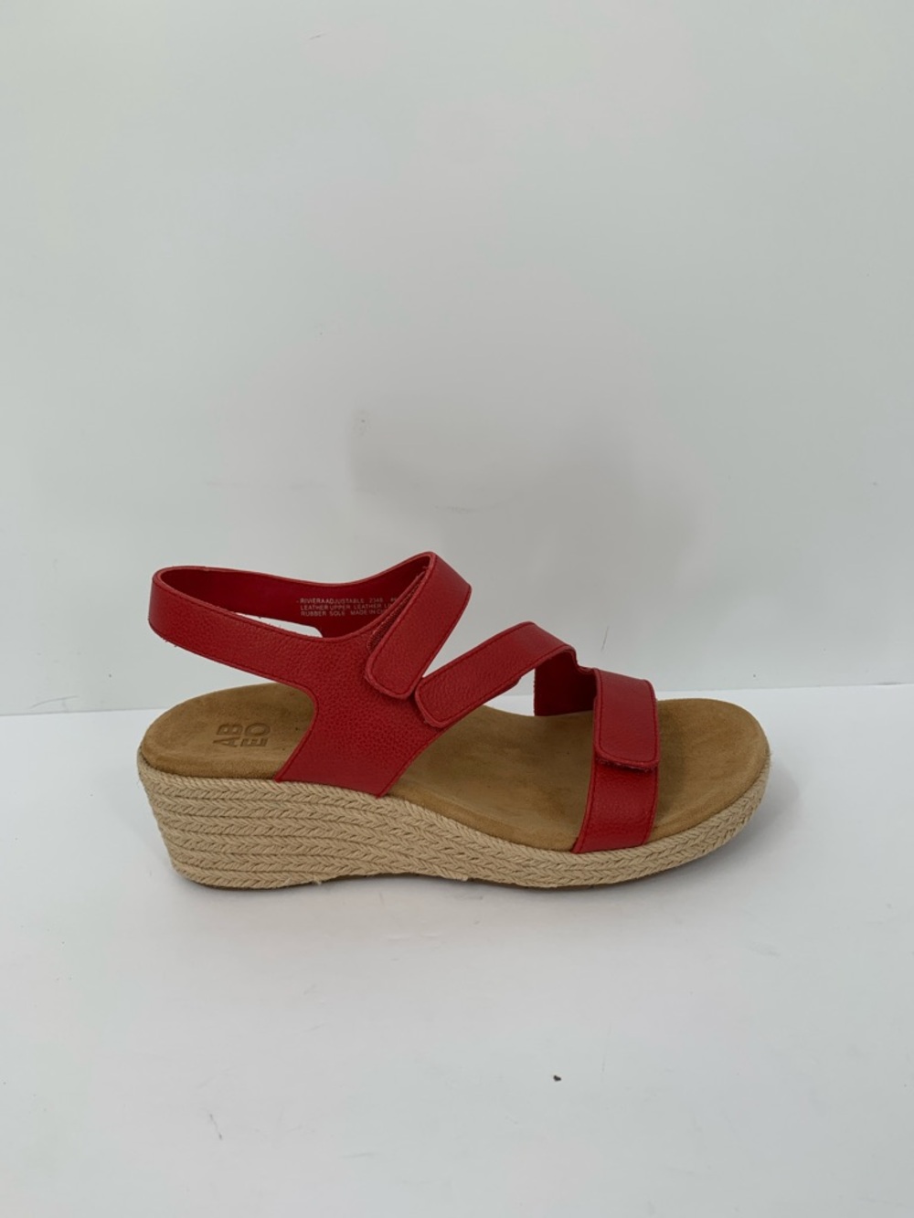 ABEO Riviera Adjustable Espadrille strappy sandal red leather shoe wedge 6.5